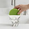 3D Printed Highland Cow Sponge Holder with Drainage Kitchen Sink Organizer Funny Sponge Stand for Kitchen Sink and Home Decor