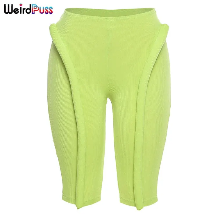 Weird Puss Sexy Women Low Waist Pants Trend Design Fitness Casual Ribbed Skinny Fashion Streetwear Slim Sporty Running Jogger