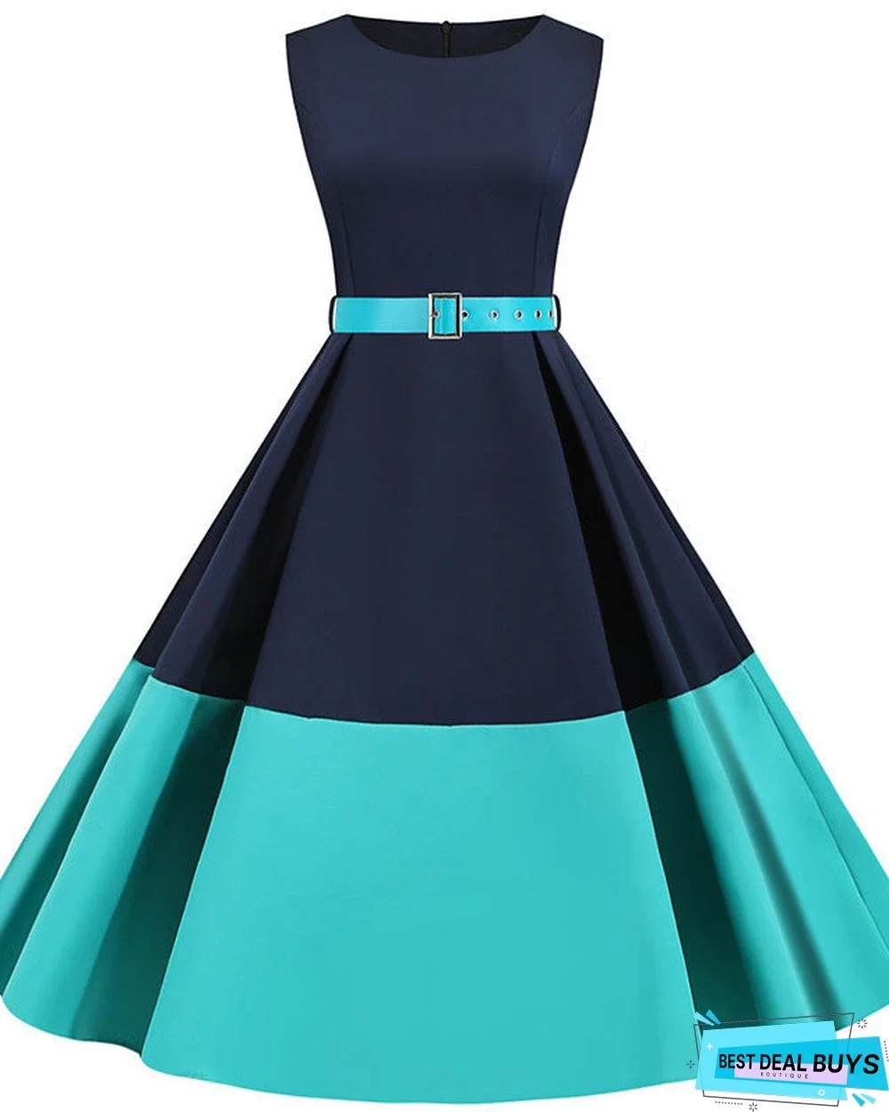 Women's A Line Dress Knee Length Dress Sleeveless Print Patchwork Summer Vintage Black Yellow Blushing Pink Green