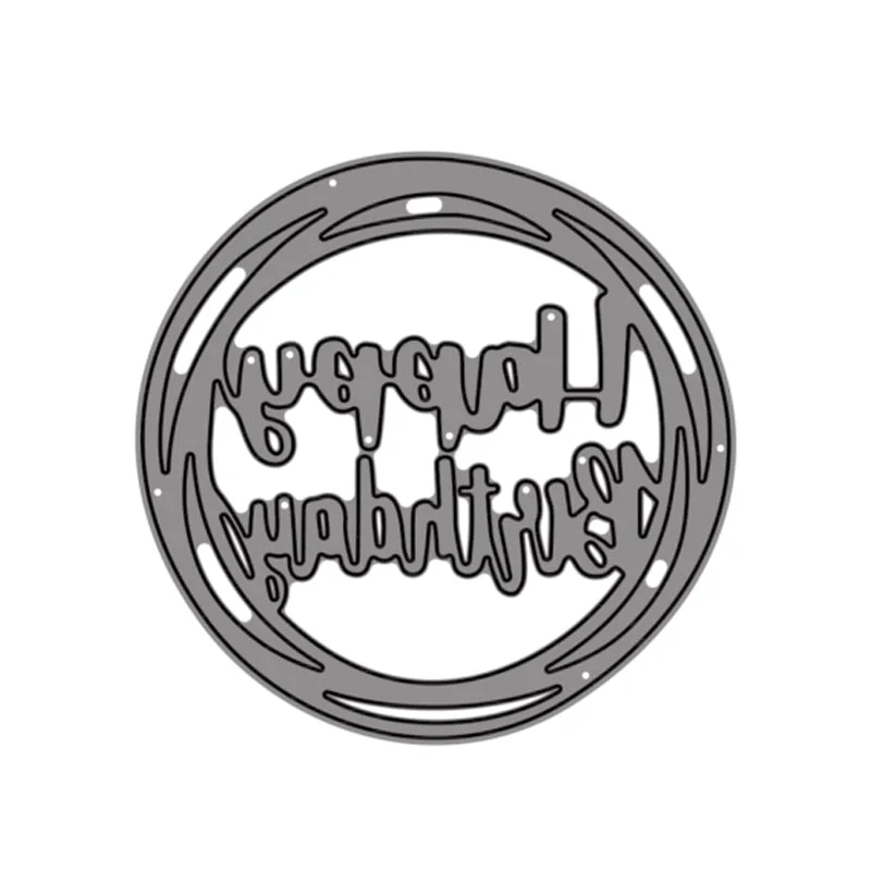 Round Frame Happy Birthday Metal Cutting Die For DIY Embossing Paper Photo Album Gift Cards Making Scrapbooking Craft New Die