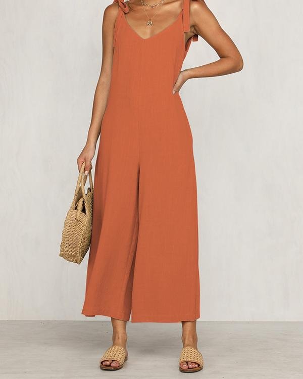 Fashion Halter Sleeveless Wide Leg Jumpsuit