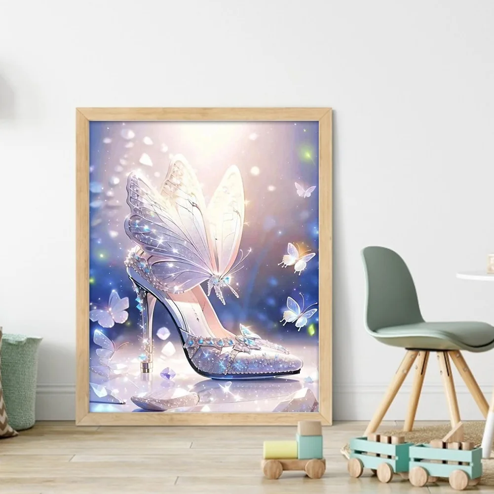 11CT Full Stamped Cross Stitch - Butterfly High Heels(Canvas|40*50CM)