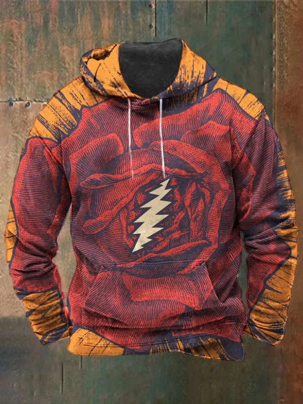 Unisex Rose Print Heavyweight Hoodies