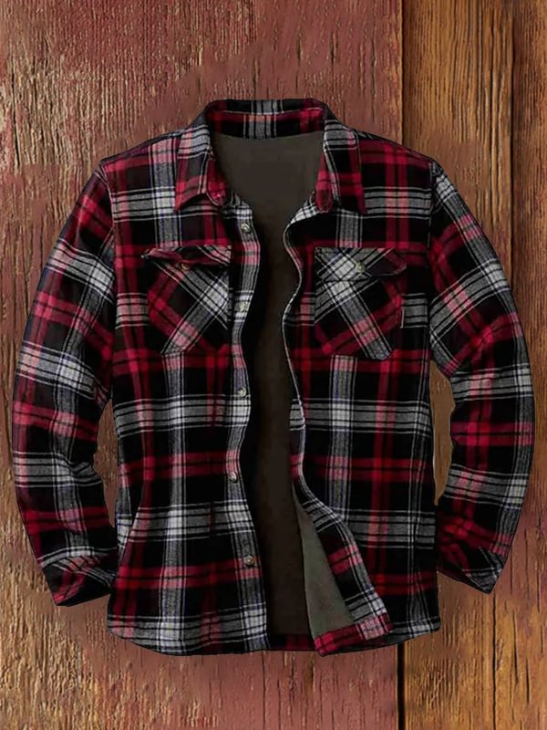 Men's Plaid Casual Versatile Long Sleeve Shirt