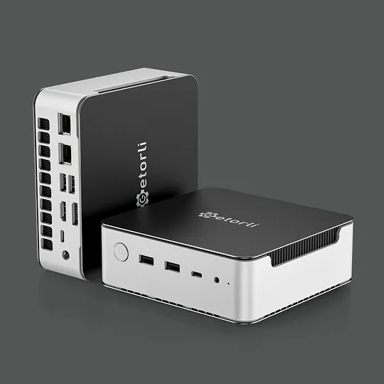 Getorli GT106 Mini PC with AMD Ryzen 7 H 255, 4-Screen Mini