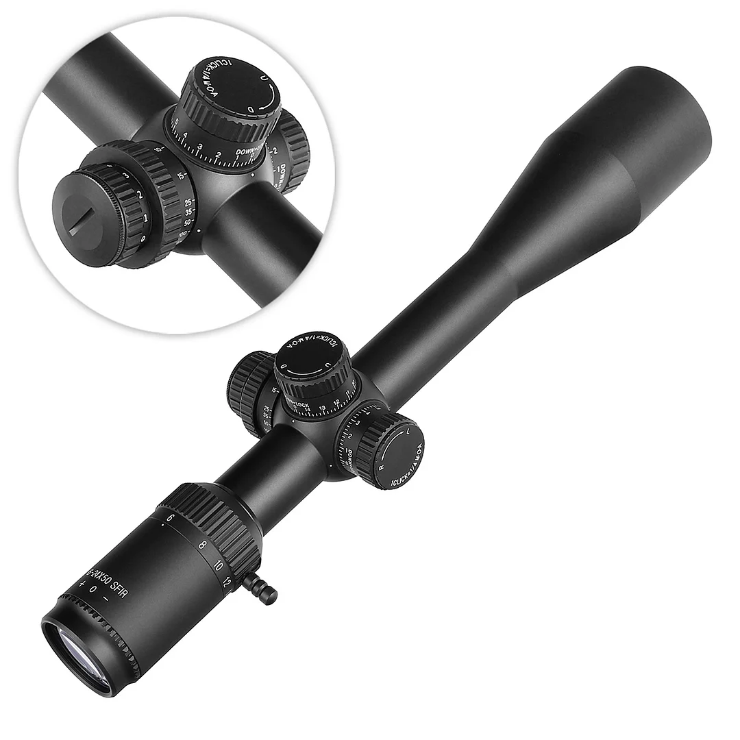 ohhunt® 6-24X50 SFIR Long Range Rifle Scopes 30MM SFP Red Illumination SIDE AO