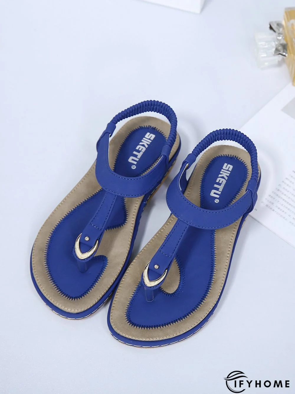 Women's Beach Metal Buckle Trim Flip-On Sandals | IFYHOME