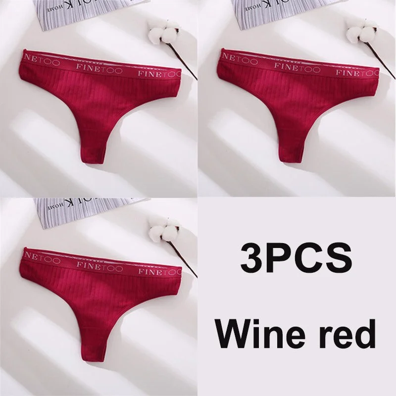 3PCS/Set Cotton Panties Female Underpants Sexy G-string Women Panties Underwear Solid Color Intimates Lingerie Thong Pantys