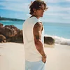 Men's Casual Surf-Style Tank Top With Floral Embroidery by Inlyline
