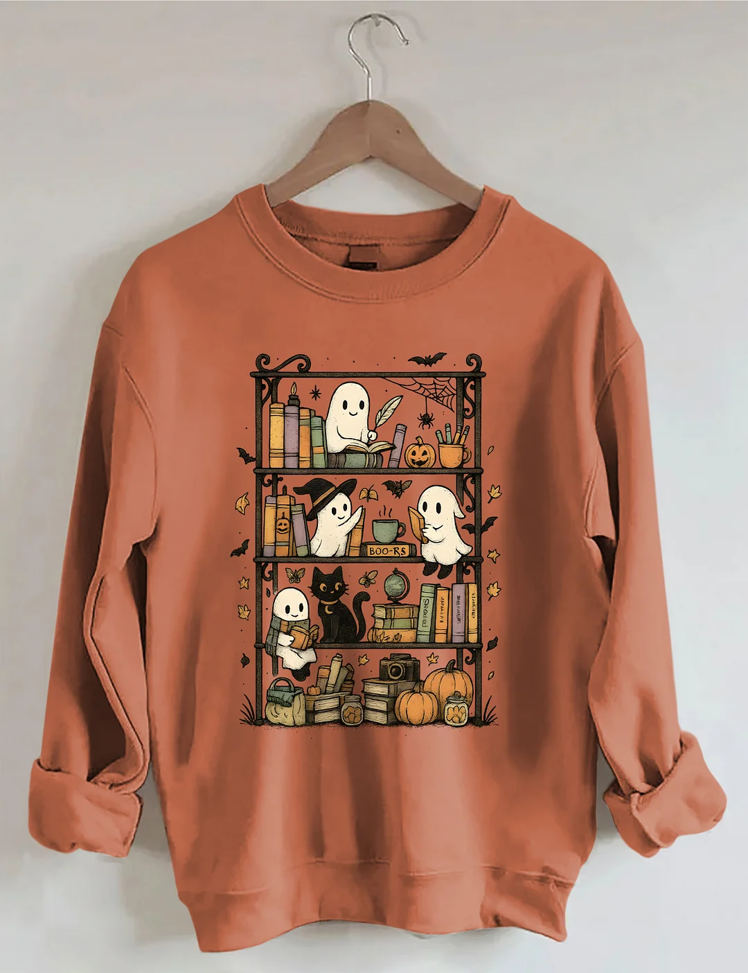 Retro Halloween Bookshelf Sweatshirt