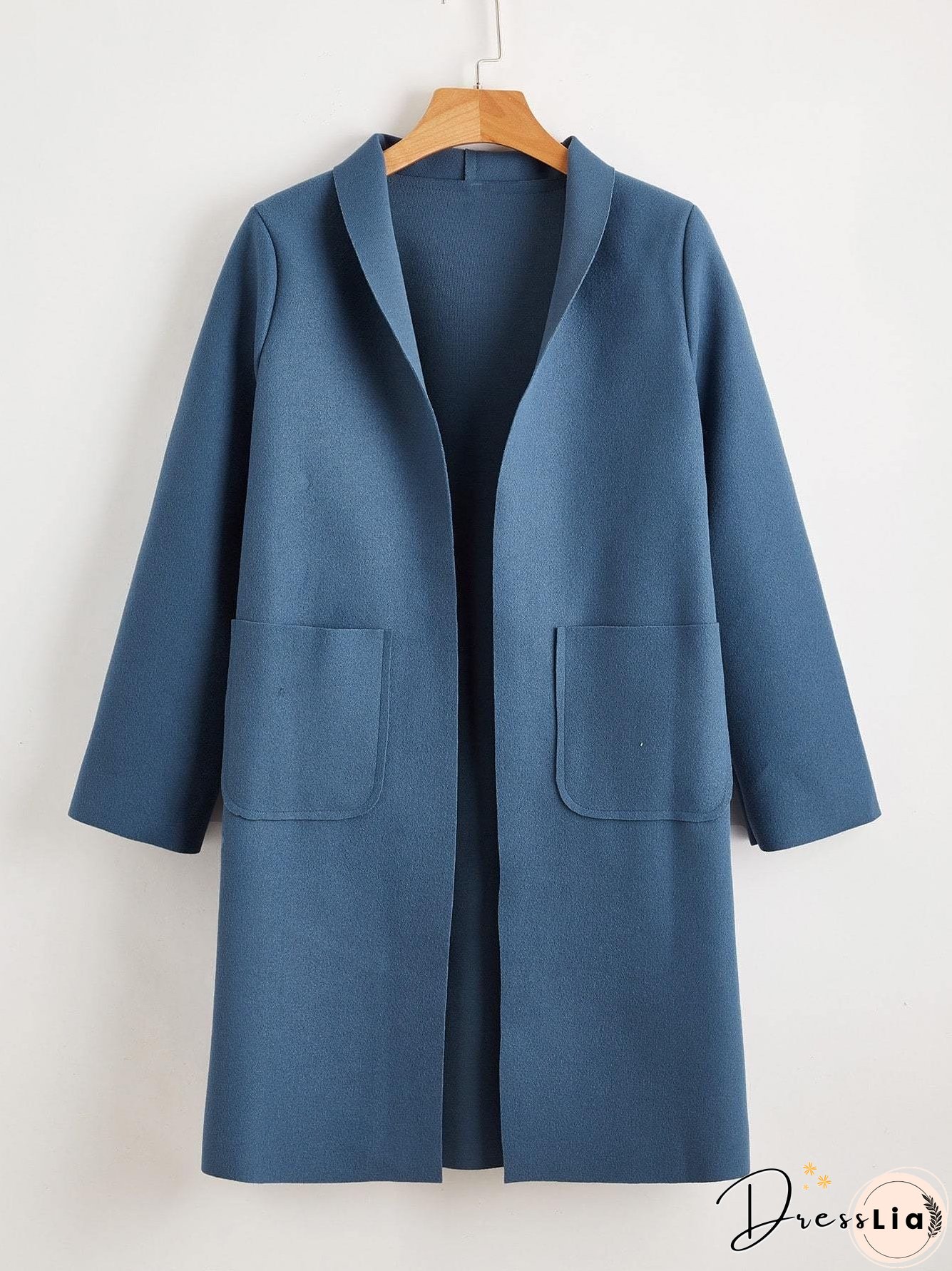 Solid Shawl Collar Dual Pocket Coat for Women