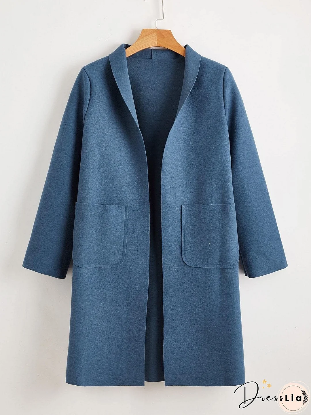 Solid Shawl Collar Dual Pocket Coat for Women