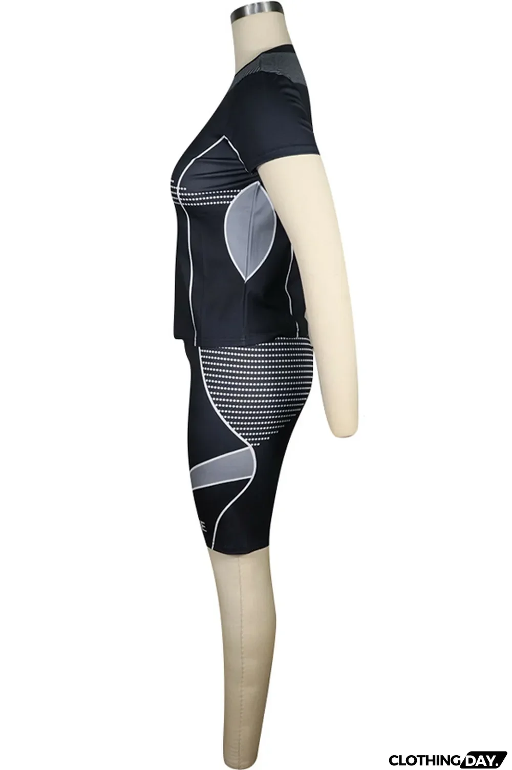 Pink knit Sexy Patchwork Print Straight Short Sleeve Two Pieces