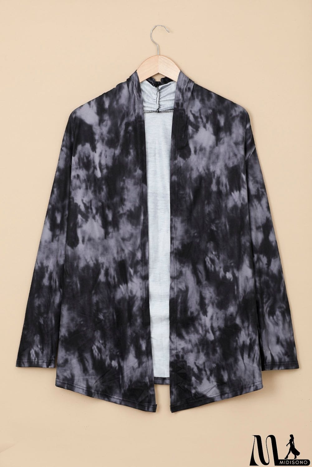 MidiSono - Black Gray Tie Dye Lightweight Cardigan