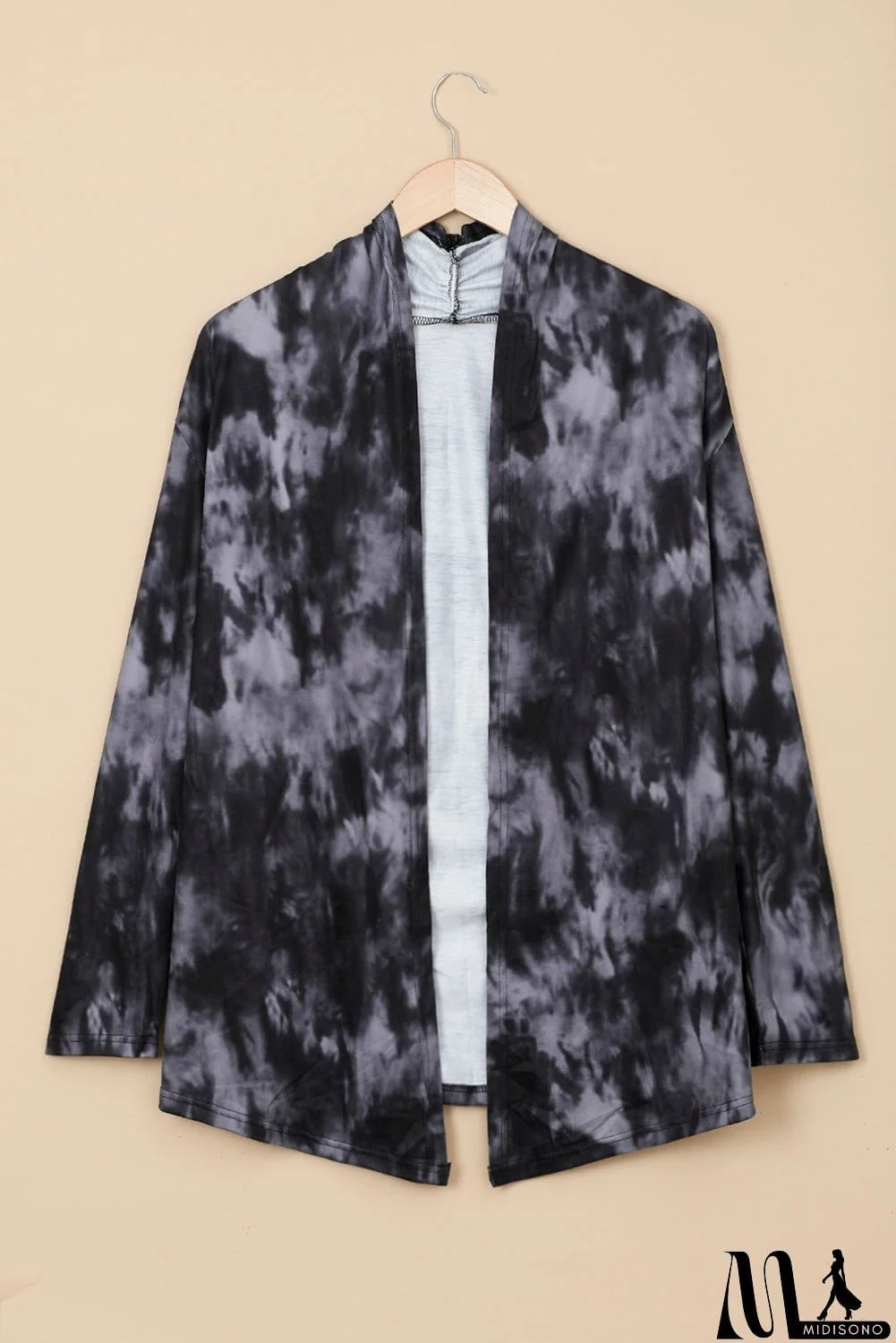 MidiSono - Black Gray Tie Dye Lightweight Cardigan