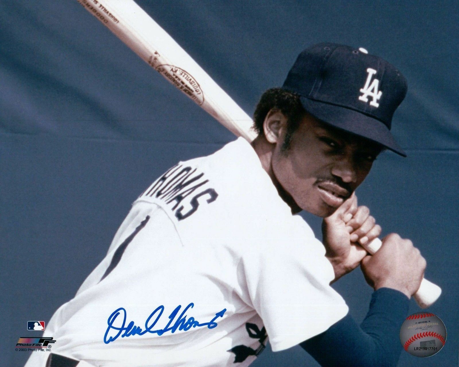 Derrel Thomas Signed 8X10 Photo Poster painting Autograph LA Dodgers Pose w/Bat Auto w/COA