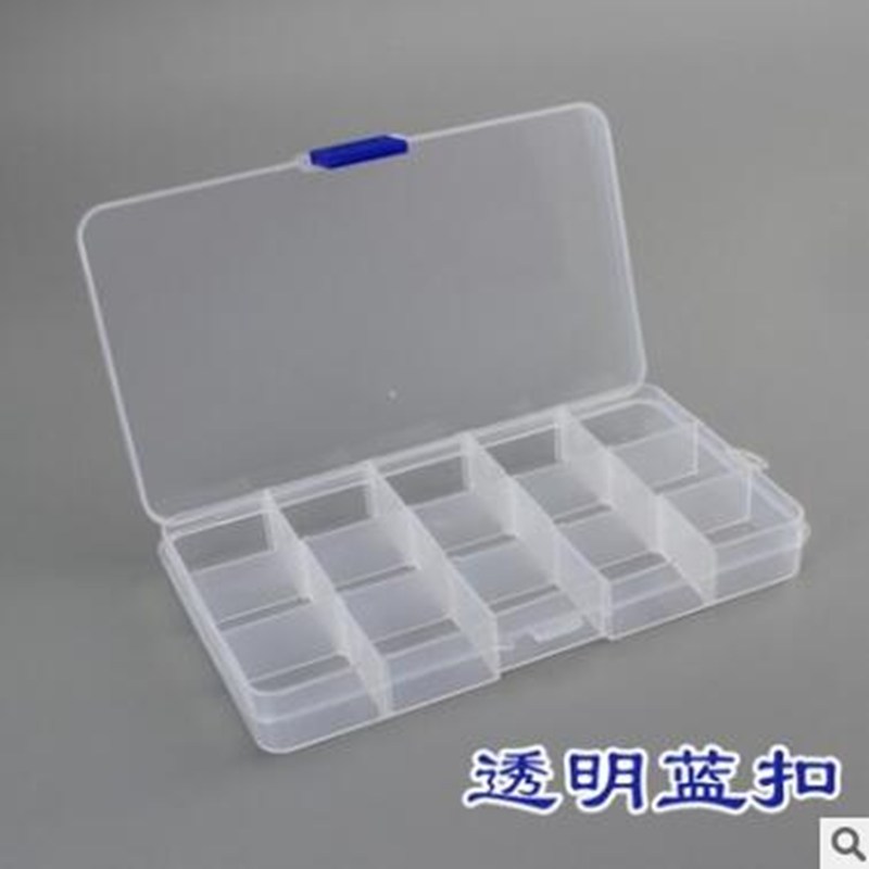 

Detachable 15 Grids Compartment Clear Plastic Box with Lid Jewelry Parts, Orange white buckle, 501 Original