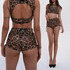 Camouflage Leopard Print Shorts With Sheer Briefs