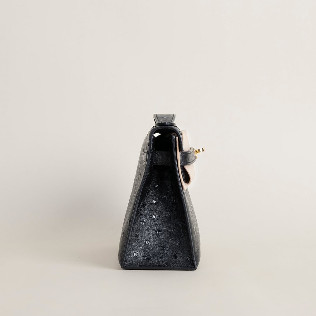 Kelly pochette  Ostrich CC89 Noir GHW