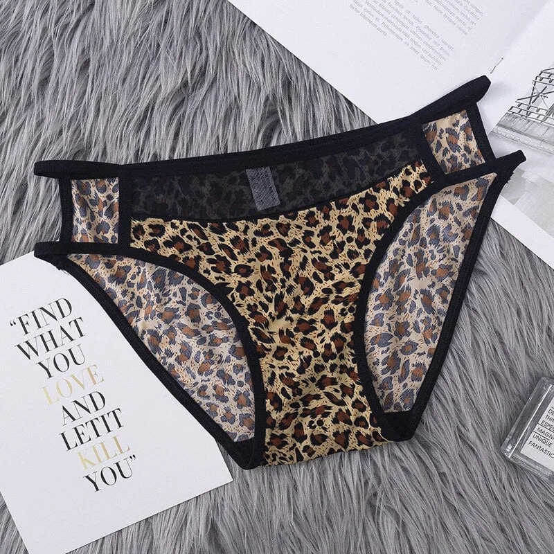 2020 new fashion women sexy leopard lace panties seamless underwear panties for girls leopard ice silk bikini bikini cotton C tr