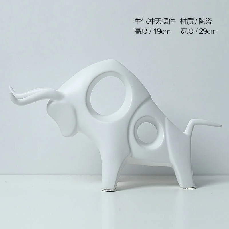 Home Decoration For Living Room Office Desk Decor Crafts Gift Creative Cow Resin Black White Animal Sculpture Nordic Decoration
