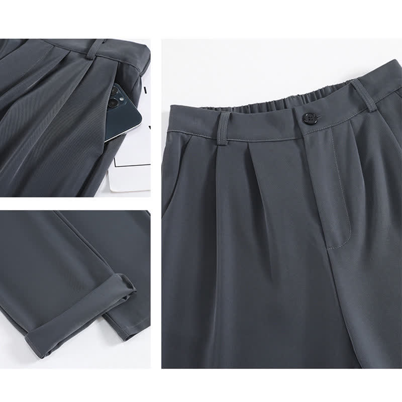 Chic Cross Knit Crop Sweater Casual Suit Pants