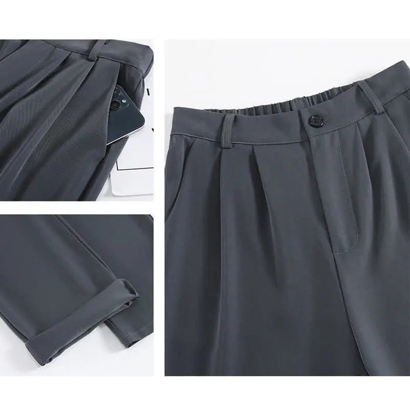 Chic Cross Knit Crop Sweater Casual Suit Pants