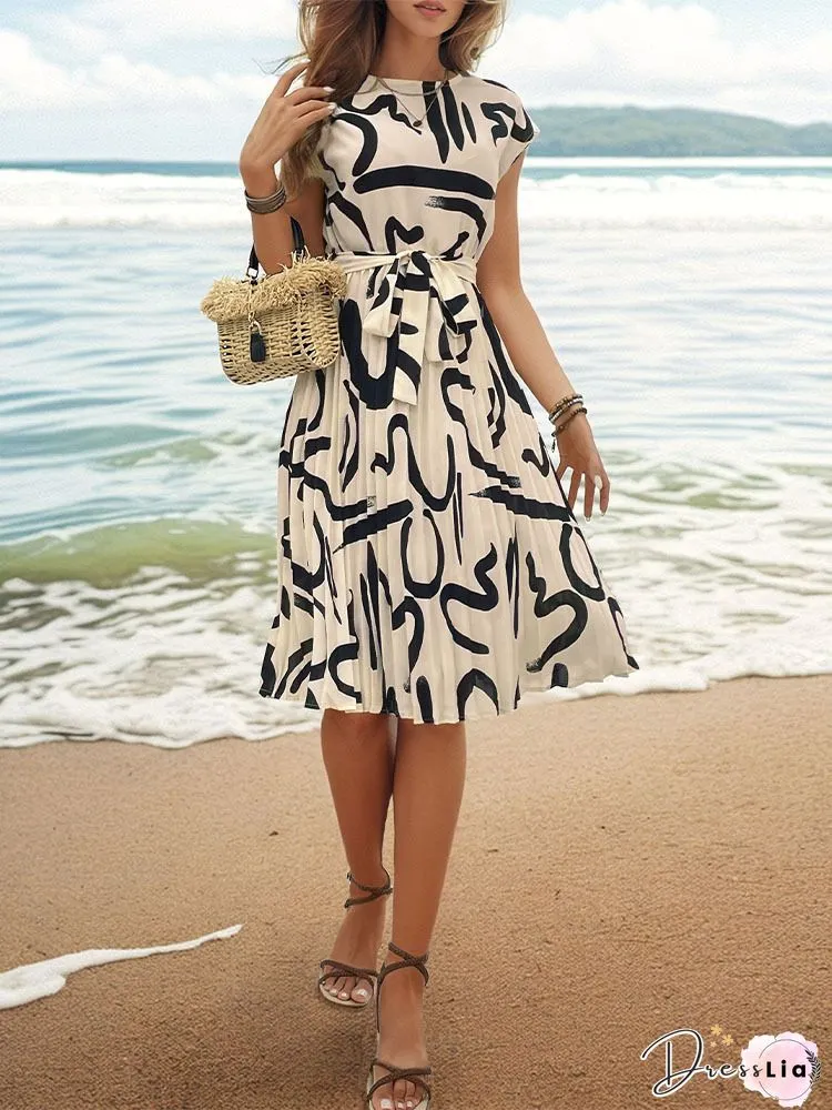 Vintage Floral Printed Lace Short Sleeve V Neck Plus Size Casual Weaving Dress