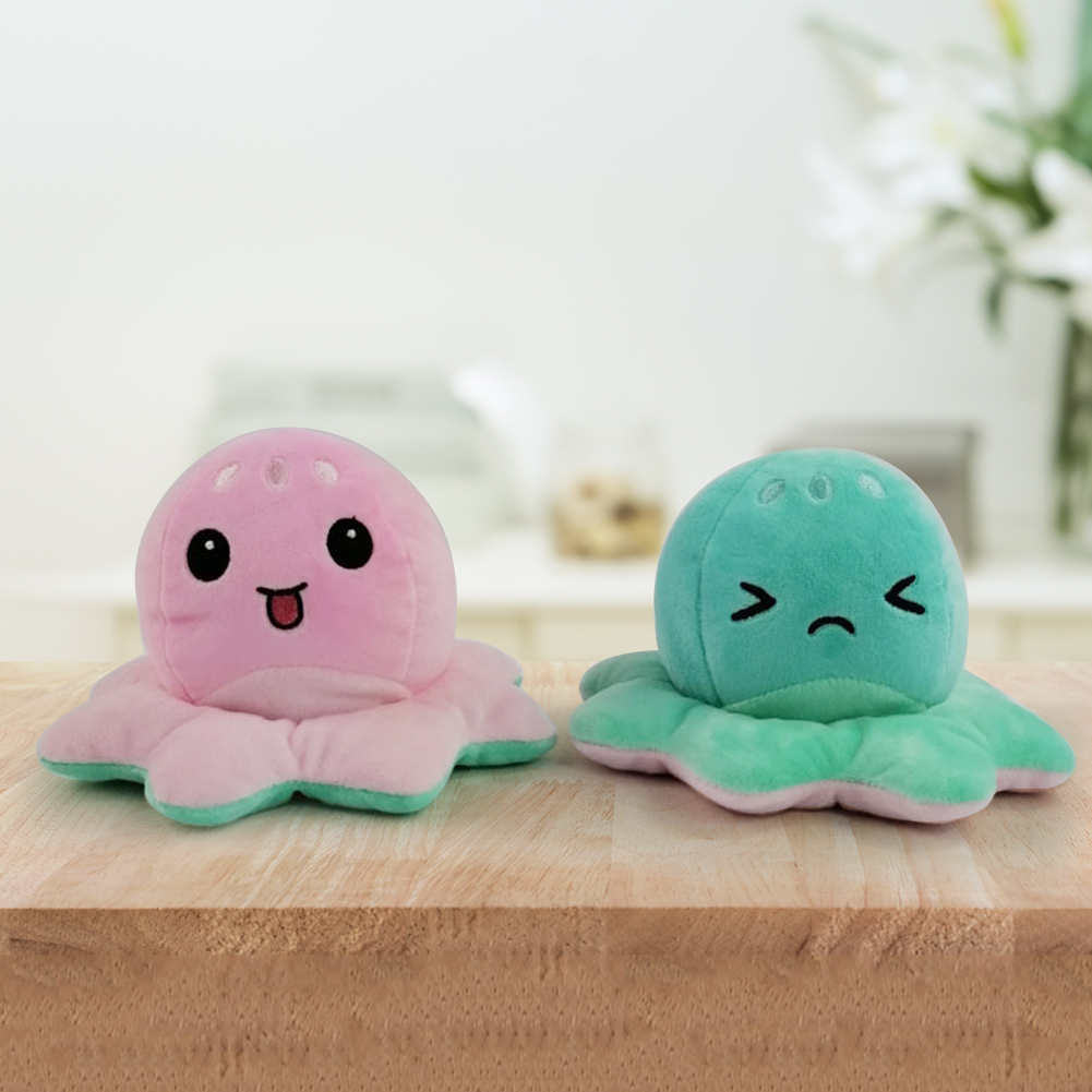 

Cute Soft Reversible Flip Octopu Doll Double-sided Epression Plush Toy Gift, 501 Original