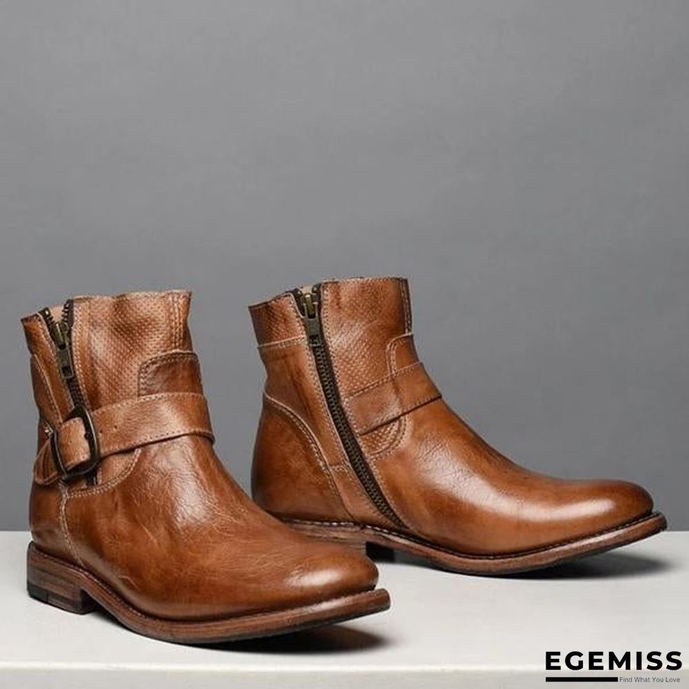 Fashion Zipper Low Heel Martin Boots | EGEMISS