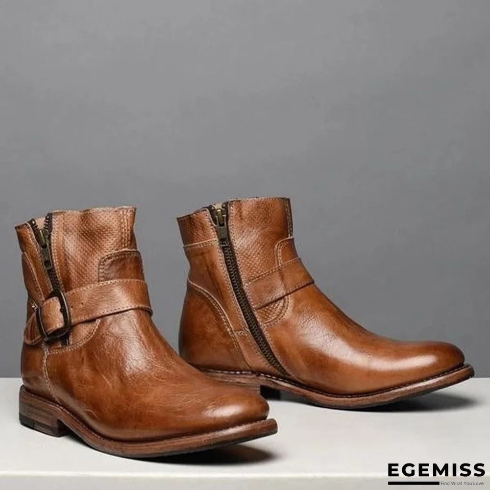 Fashion Zipper Low Heel Martin Boots | EGEMISS