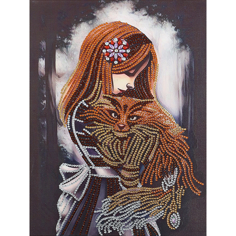 

Girl and Wolf - Special Shaped Diamond Painting - 30*40CM, 501 Original