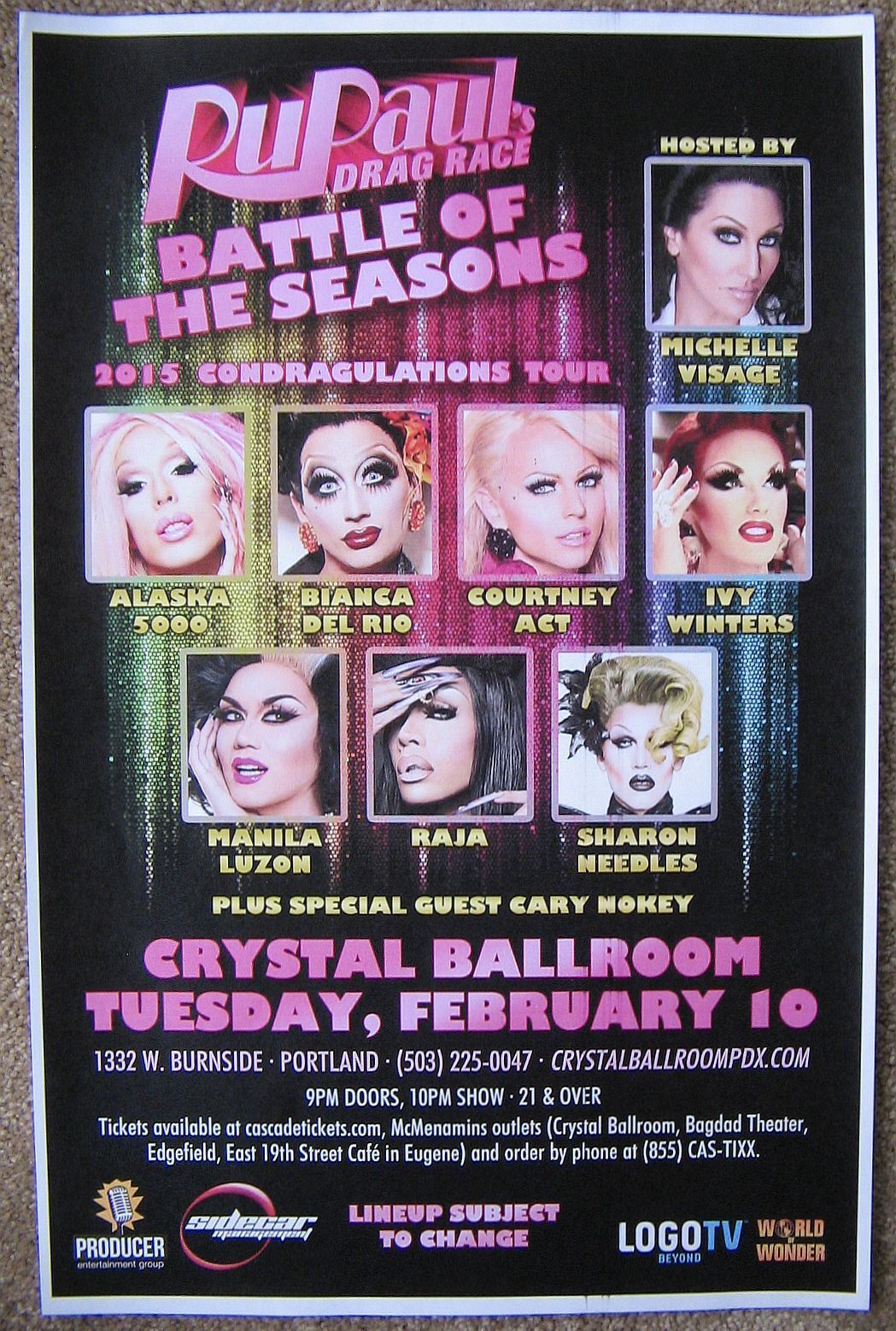 RU PAUL DRAG RACE 2015 Gig POSTER Battle Of The Seasons Portland Oregon Concert