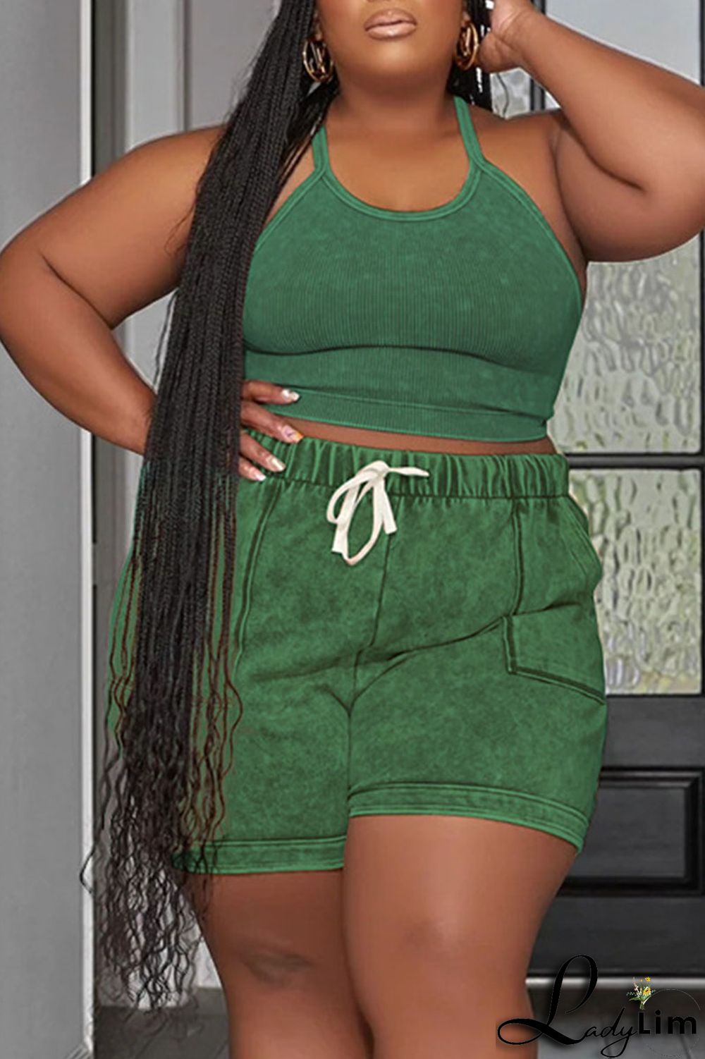 Rose Red Casual Print Patchwork Spaghetti Strap Plus Size Two Pieces