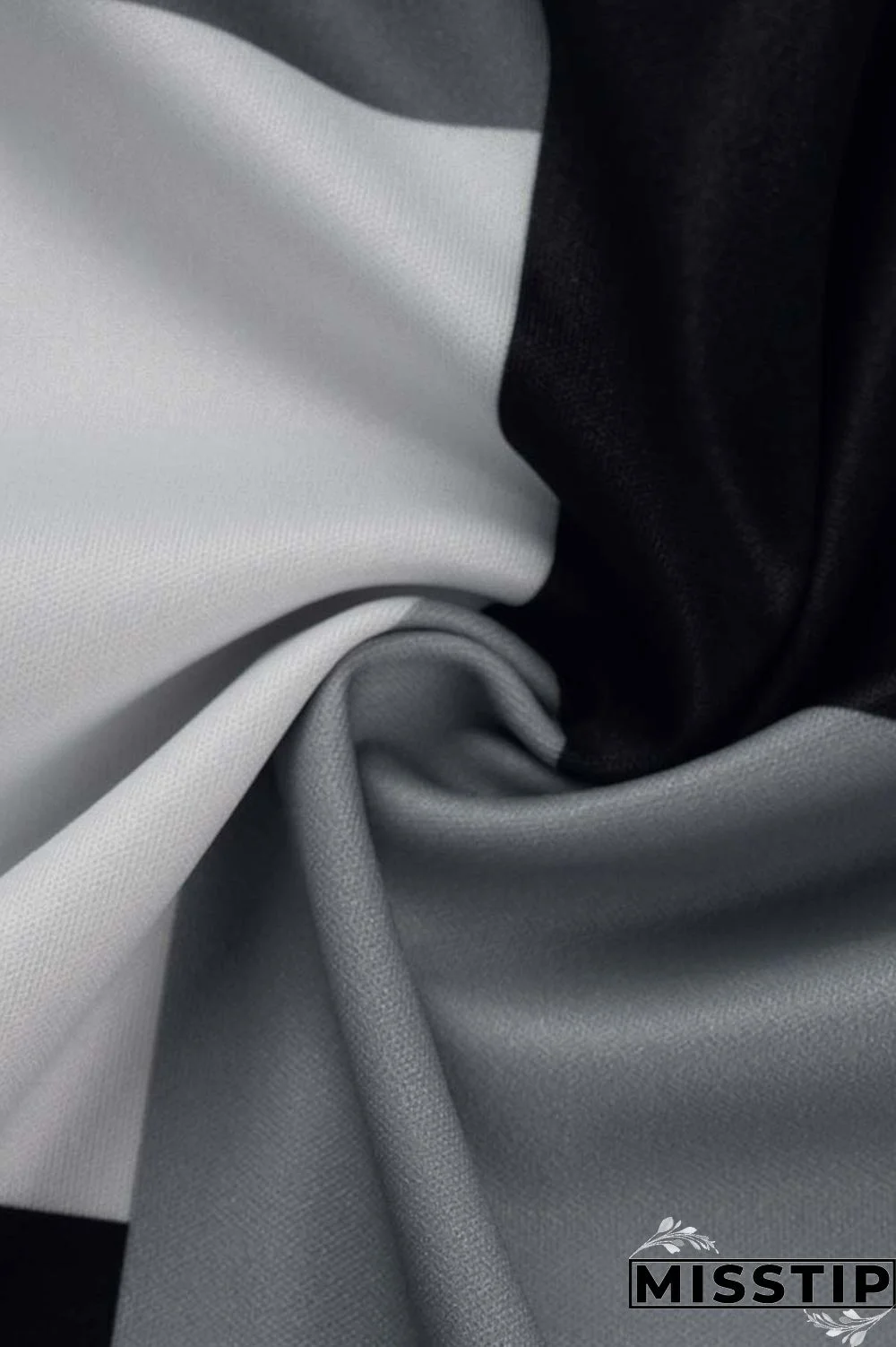 Black White Casual Print Hollowed Out Patchwork Turtleneck Tops