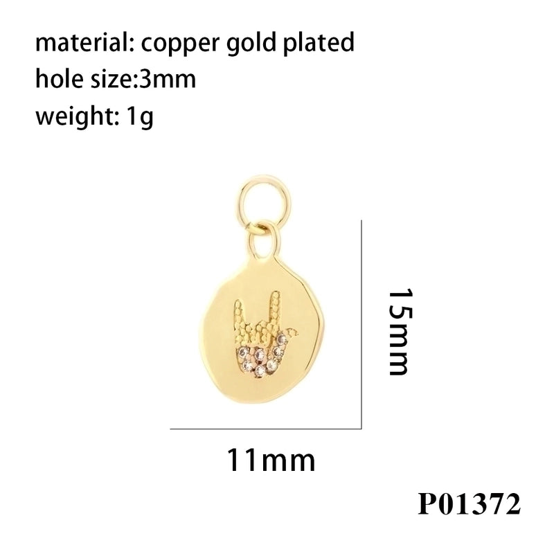 Minimalist Palm Heart Shape Eye Copper Plating Inlay Zircon 18k Gold Plated Charms