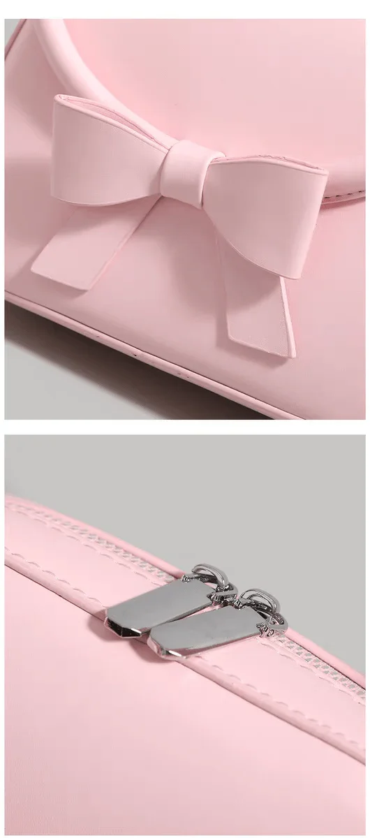 Pink Bowknot Leather Shoulder Bag
