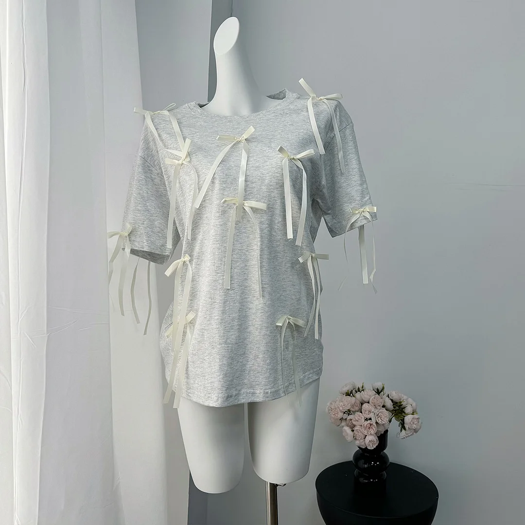 Athvotar Athvotar Summer New Long Tud Short-Sleeved T-Shirt Women's Leisure Loose Cotton Tops In Wind