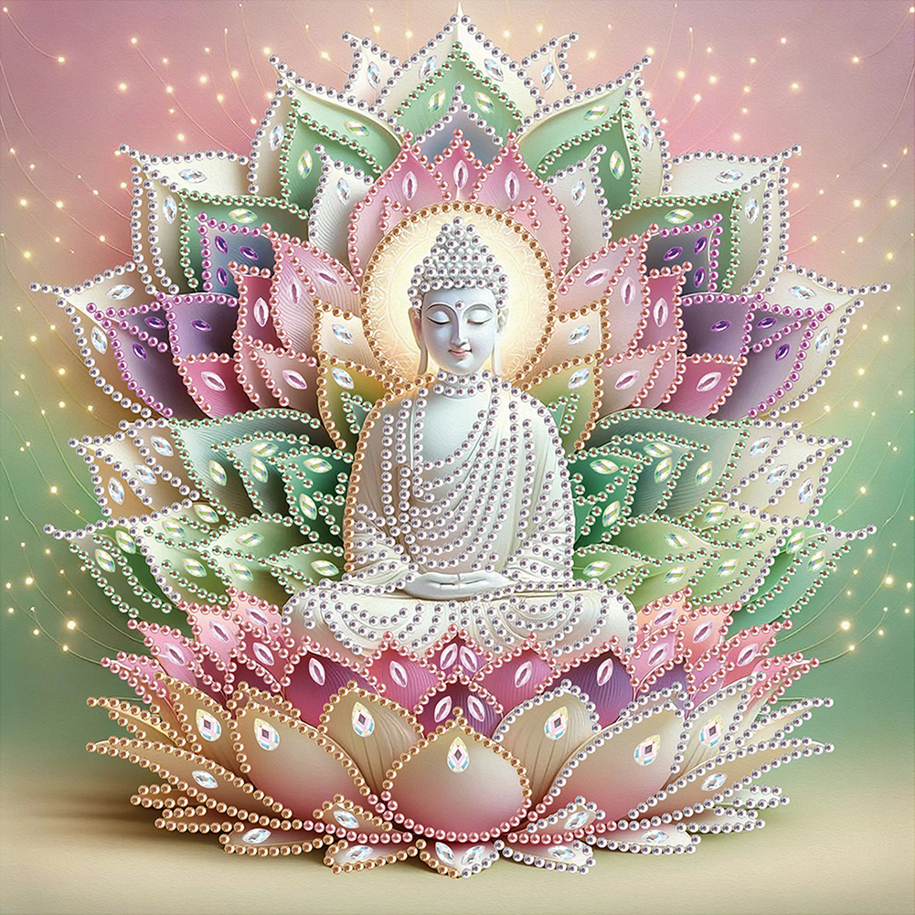 Buddha Statue 30*30cm(canvas) special shaped drill diamond painting