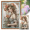 >SALE<Full Embroidery Eco-cotton Thread 11CT Print Rose Girl Cross Stitch Kit 40x60cm