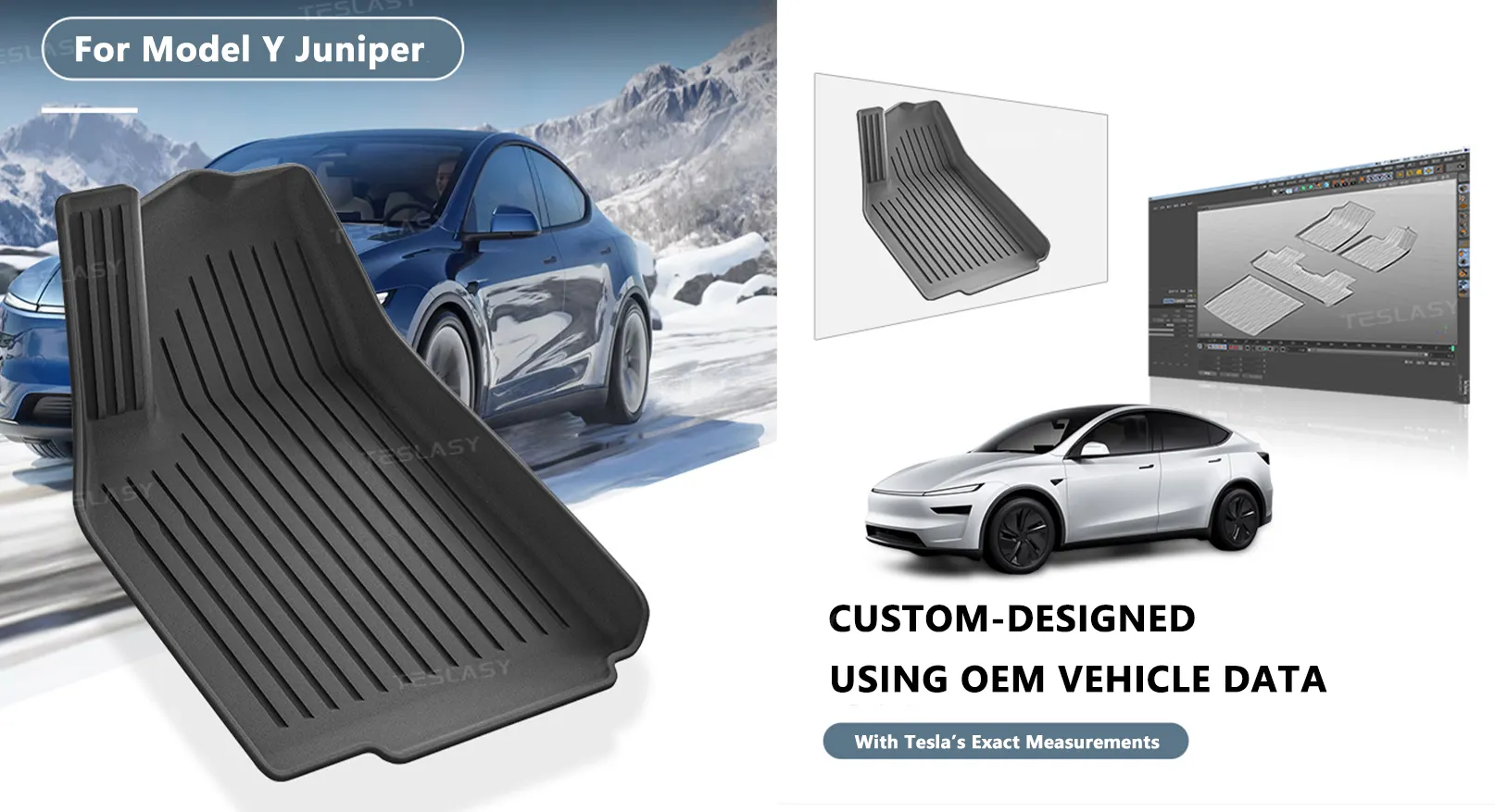 TSLDRV Tappetini Auto TPE Per Tesla Model Y Juniper 2025 5 Posti - Set Completo Con Bagagliaio - 4