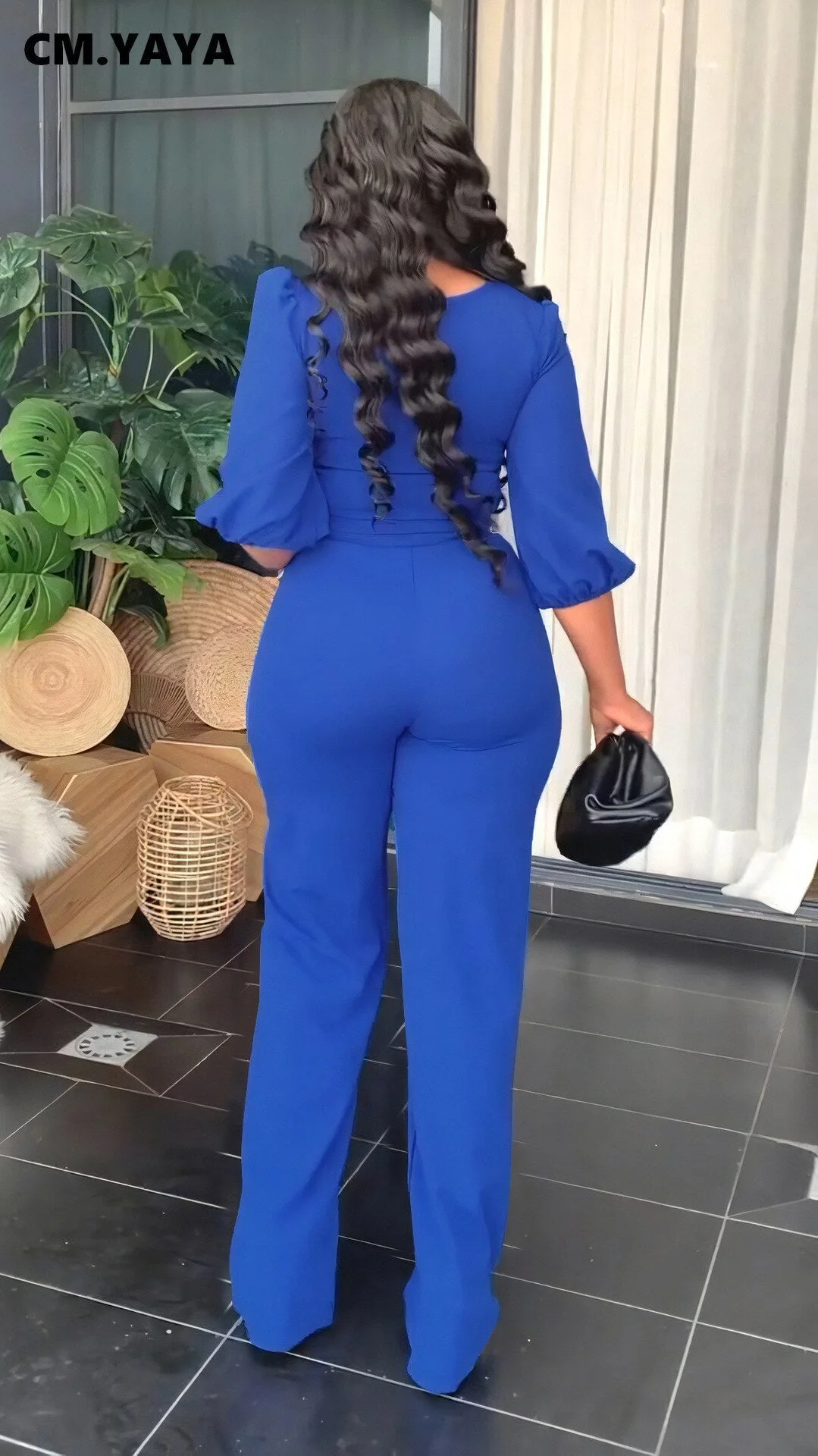 CM.YAYA Elegant Streetwear Women's Set 2022 Summer Straight Pants and Tee Tops Matching Two 2 Piece Set Outfit Casual Tracksuit