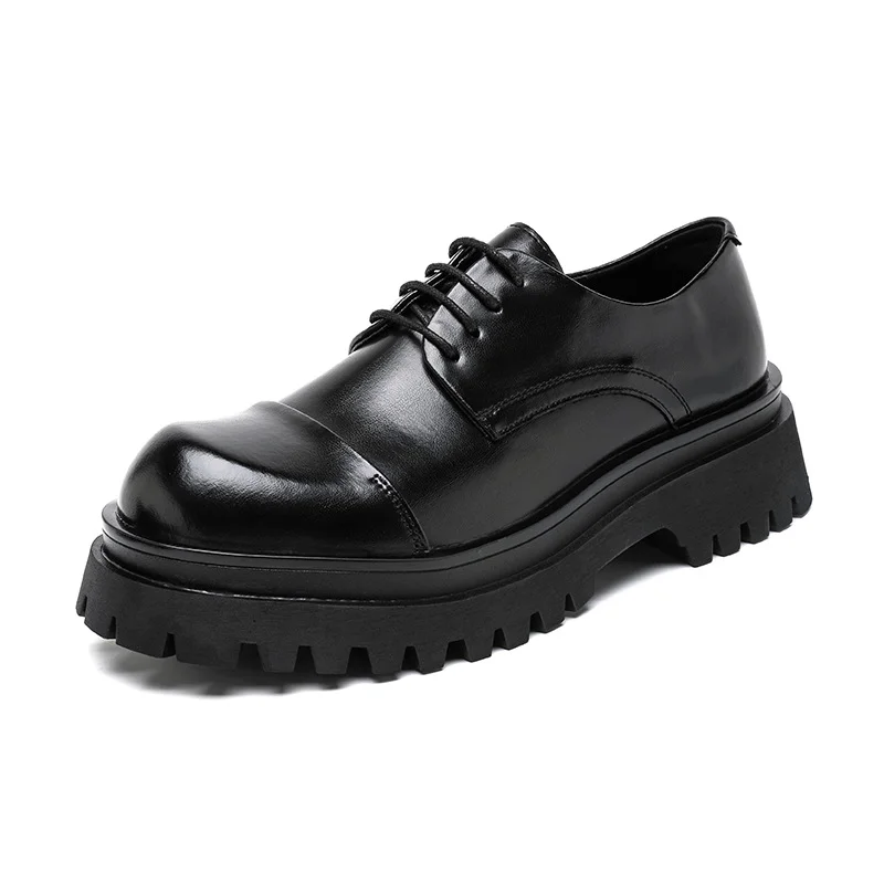Zingj Zingj Shoes Male Hot Style Retro Derby Shoes Advanced Sense Of Niche Design Increased British College Wind Small Leather Shoes 1805-R