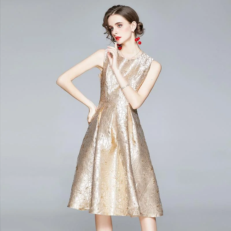 Women's jacquard embroidered vest dress