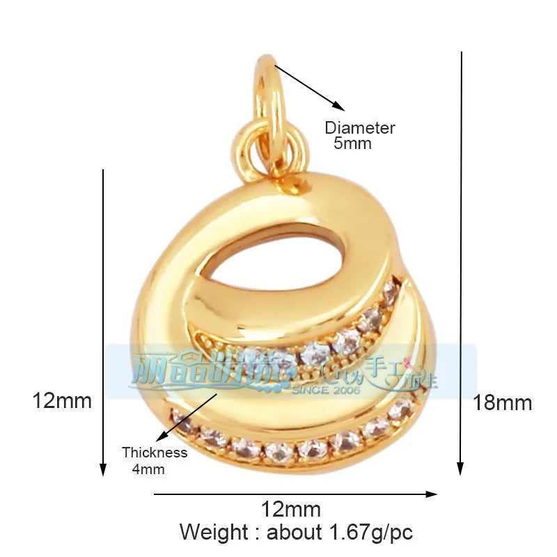 1 Piece 15 * 19mm Hole 5~5.9mm Copper Zircon Letter Heart Shape Pendant Jewelry Accessories