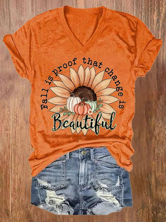 Fall Is Proof That Change Is Beautiful Print T-Shirt