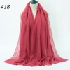 Pleated Linen Cotton Scarf Woolen Edge Women Hijab Shawl