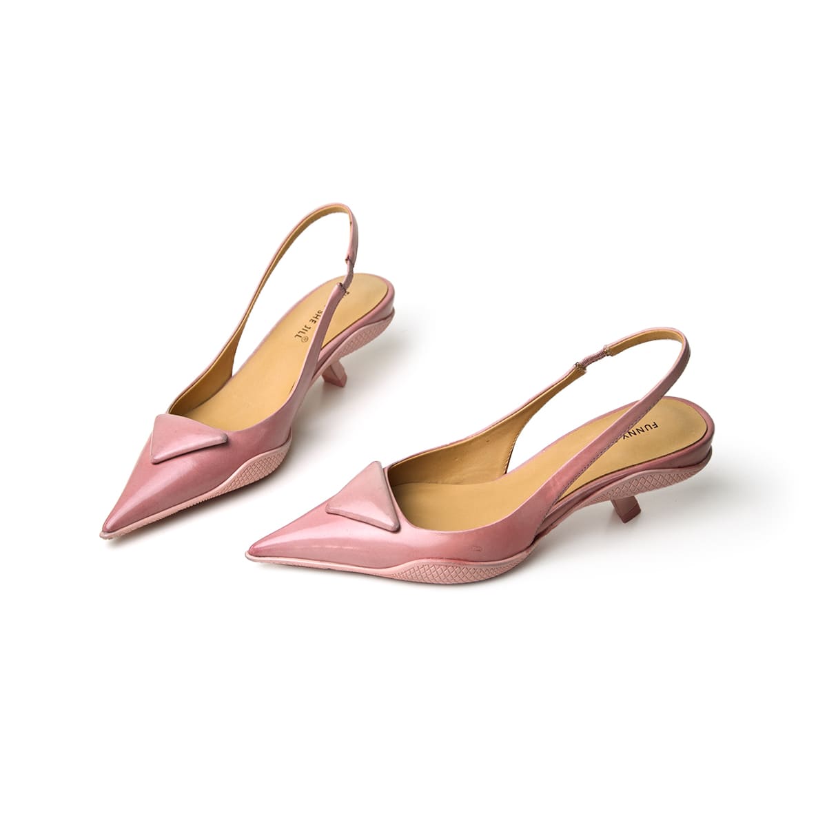 Triangle Pointed Toe  Kitten Heels Comma Heels Slingback Court Shoes