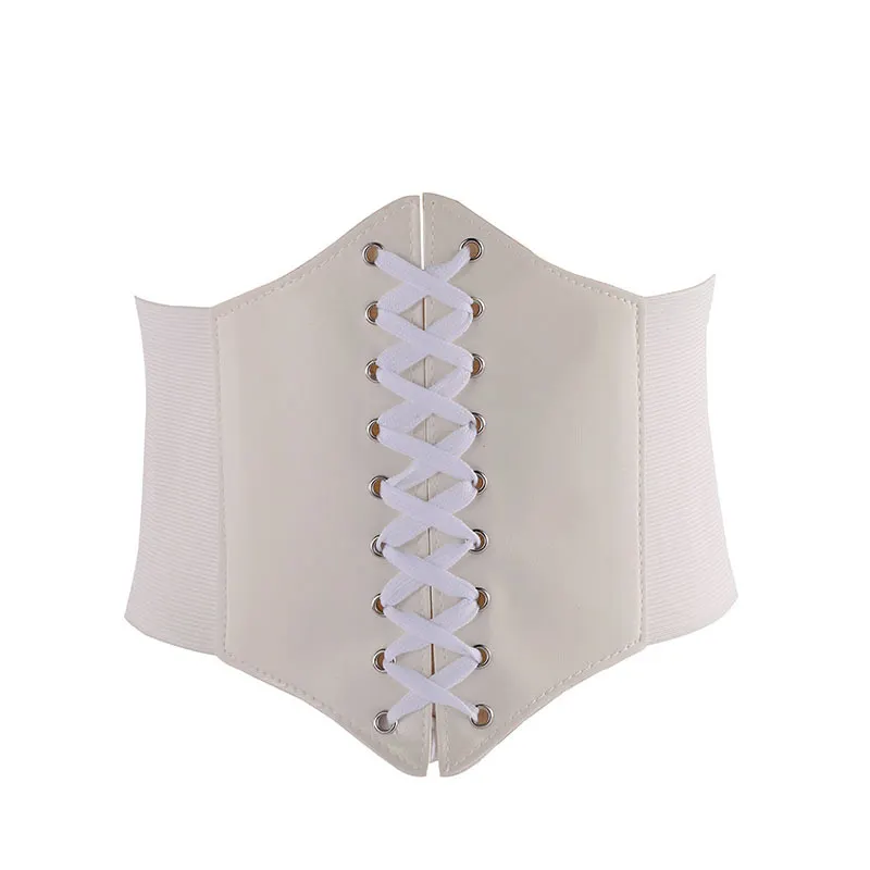 Women's Vintage Gothic Leather Lace-up Corset Belts Slimming Waist Corset Black Wide Belt