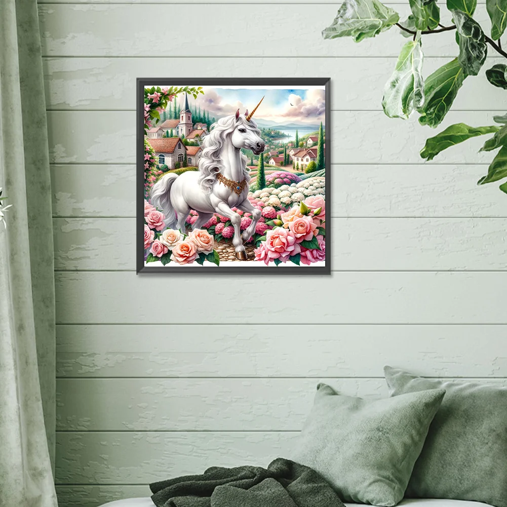 Full Round Diamond Painting 30*30cm - Garden Unicorn